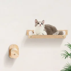 VEVOR Wall Mounted Cat Shelves, Cat Wall Shelves and Perches with Jumping Posts & Hammocks, Cat Furniture Set up to 40 lbs, Removable & Washable Coral Fleece for Sleeping, Playing, Climbing, Set of 4
