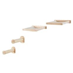 VEVOR Wall Mounted Cat Shelves, Cat Wall Shelves and Perches with Jumping Posts & Hammocks, Cat Furniture Set up to 40 lbs, Removable & Washable Coral Fleece for Sleeping, Playing, Climbing, Set of 4