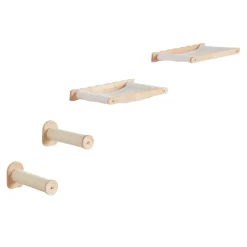 VEVOR Wall Mounted Cat Shelves, Cat Wall Shelves and Perches with Jumping Posts & Hammocks, Cat Furniture Set up to 40 lbs, Removable & Washable Coral Fleece for Sleeping, Playing, Climbing, Set of 4