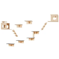 VEVOR Wall Mounted Cat Shelves, Cat Wall Shelves and Perches with Jumping Boards, Cat Beds, Hammocks & Cat Tree, Cat Furniture and Shelves up to 40 lbs for Sleeping, Playing, Climbing, Set of 9