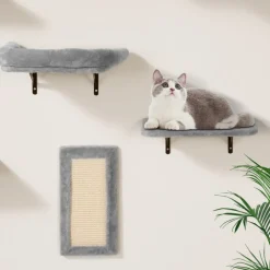 VEVOR Wall Mounted Cat Shelves, Cat Wall Shelves and Perches with Jumping Boards, Hammock, Sofa, Cat Tree & Cat Grip, Cat Furniture and Shelves up to 40 lbs for Sleeping, Playing, Climbing, Set of 6