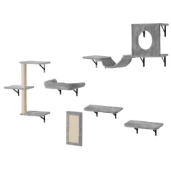 VEVOR Wall Mounted Cat Shelves, Cat Wall Shelves and Perches with Jumping Boards, Hammock, Sofa, Cat Tree & Cat Grip, Cat Furniture and Shelves up to 40 lbs for Sleeping, Playing, Climbing, Set of 6