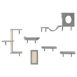 VEVOR Wall Mounted Cat Shelves, Cat Wall Shelves and Perches with Jumping Boards, Hammock, Sofa, Cat Tree & Cat Grip, Cat Furniture and Shelves up to 40 lbs for Sleeping, Playing, Climbing, Set of 6
