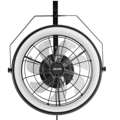 VEVOR Wall Mounted Fan with Lights, 22 inch Wall Mount Fan with Remote, 6 Speeds Plug in Wall Fan, Reversible, Dimmable 3-color Lighting, Timer, 360°Adjustable Tilt for Workshop, Patio, Home