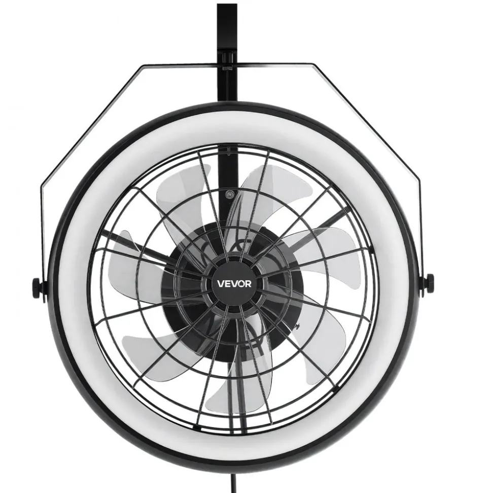 VEVOR Wall Mounted Fan with Lights, 22 inch Wall Mount Fan with Remote, 6 Speeds Plug in Wall Fan, Reversible, Dimmable 3-color Lighting, Timer, 360°Adjustable Tilt for Workshop, Patio, Home