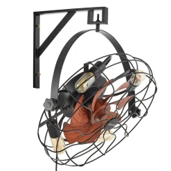 VEVOR Wall Mounted Fan with Lights, 21 inch Wall Mount Fan with Remote, 6 Speeds Plug in Wall Fan, Timer, 360°Adjustable Tilt for Bedroom,Garage,Workshop (Compatible 4 E26 Bulb Sockets,No Bulb)