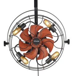 VEVOR Wall Mounted Fan with Lights, 21 inch Wall Mount Fan with Remote, 6 Speeds Plug in Wall Fan, Timer, 360°Adjustable Tilt for Bedroom,Garage,Workshop (Compatible 4 E26 Bulb Sockets,No Bulb)