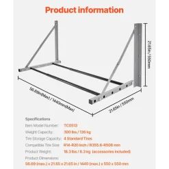 VEVOR Wall Mounted Folding Tire Rack, 32