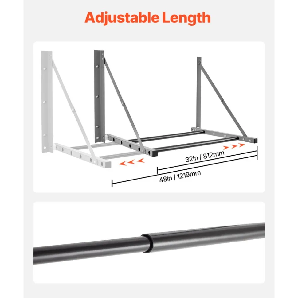 VEVOR Wall Mounted Folding Tire Rack, 32" - 48" Adjustable Tire Rack, Q235 Heavy-Duty Steel Tire Storage Rack for R14-R20 inch Standard Tires, Max 300lbs Load Capacity for Garage Workshop Repair Shop