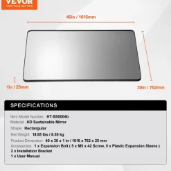 VEVOR Wall Mounted Makeup Mirror, 0.15