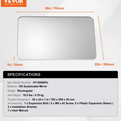 VEVOR Wall Mounted Makeup Mirror, 0.15