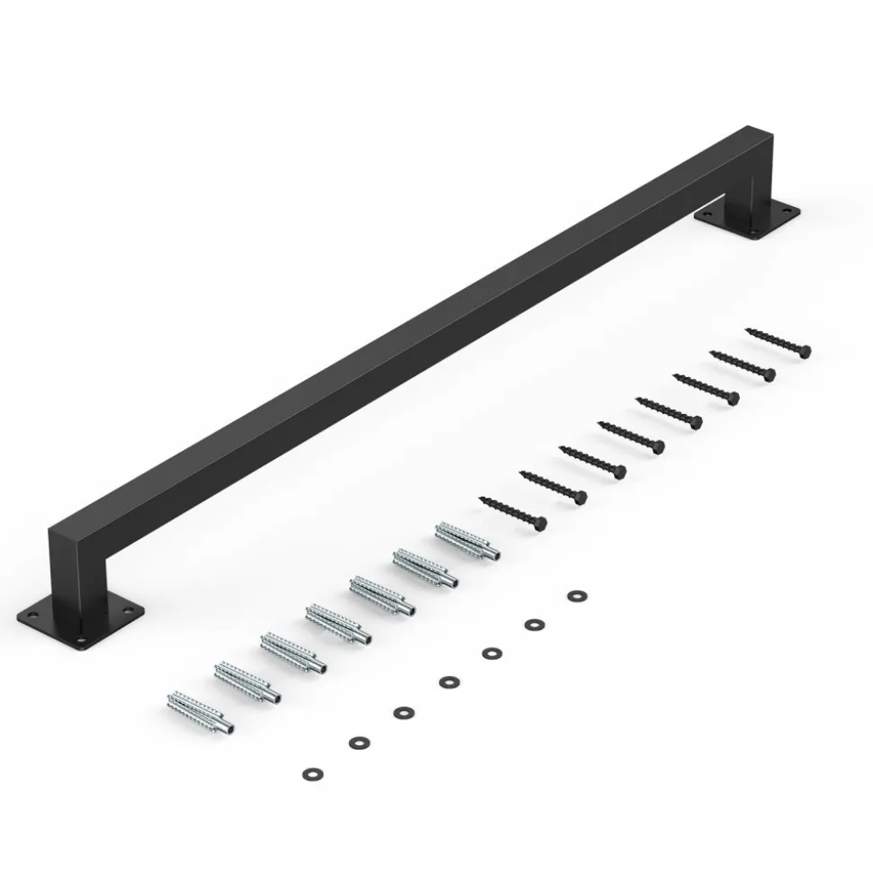 VEVOR Wall Mounted Stair Handrail, 4ft Black Iron Staircase Handrail Indoor, 250lbs Load Capacity, Industrial Railing Hand Rail for Steps, Square Tube for Loft Porch Deck, 2 Sections