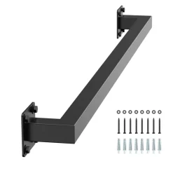 VEVOR Wall Mounted Stair Handrail, 3ft Black Iron Staircase Handrail Indoor, 250lbs Load Capacity, Industrial Railing Hand Rail for Steps, Square Tube for Loft Porch Deck, 2 Sections