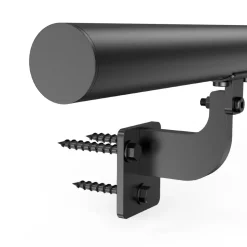VEVOR Wall Mounted Stair Handrail, 12ft Pipe Staircase Handrail, Black Galvanized Aluminum, 1.26 inch Pipe Diameter, Indoor&Outdoor Staircase Railing,Industrial Hand Rail for Steps,Security Baluster