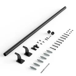 VEVOR Wall Mounted Stair Handrail, 4ft Pipe Staircase Handrail, Black Galvanized Aluminum, 1.26 inch Pipe Diameter, Indoor&Outdoor Staircase Railing,Industrial Hand Rail for Steps,Security Baluster