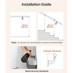 VEVOR Wall Mounted Stair Handrail, 4ft Pipe Staircase Handrail, Black Galvanized Aluminum, 1.26 inch Pipe Diameter, Indoor&Outdoor Staircase Railing,Industrial Hand Rail for Steps,Security Baluster