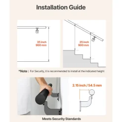 VEVOR Wall Mounted Stair Handrail, 10ft Pipe Staircase Handrail, Black Galvanized Aluminum, 1.26 inch Pipe Diameter, Indoor&Outdoor Staircase Railing,Industrial Hand Rail for Steps,Security Baluster