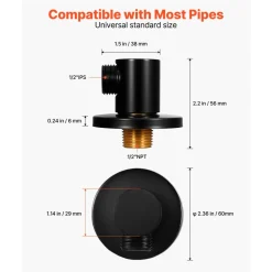 VEVOR Wall Mounted Supply Elbow, Wall Supply Elbow with O-Ring Flange, Tapered 1/2