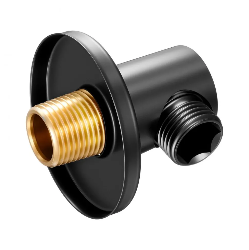 VEVOR Wall Mounted Supply Elbow, Wall Supply Elbow with O-Ring Flange, Tapered 1/2" NPT Female Inlet, Solid Brass Wall Union, Round Walls Union Water Supplying, Matte Black Finish, 1/2" IPS