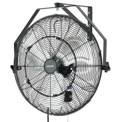VEVOR Wall Mount Fan, 20 in Wall Mounted Hanging Fan with Mist, IP44-rated Protection, 3-Speed, Long Airflow Distance, Adjustable Rotation Angle, Powerful for Industry, Commercial, Garage, Workshop