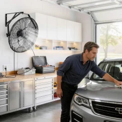 VEVOR Wall Mount Fan, 20 in Wall Mounted Hanging Fan with Mist, IP44-rated Protection, 3-Speed, Long Airflow Distance, Adjustable Rotation Angle, Powerful for Industry, Commercial, Garage, Workshop