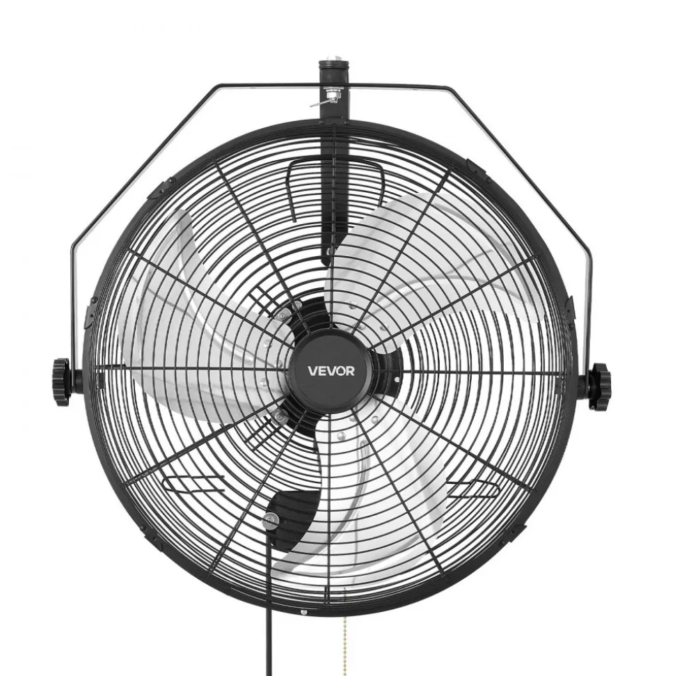 VEVOR Wall Mount Fan, 18 in Wall Mounted Hanging Fan with IP44-rated Protection, 3-Speed, Long Airflow Distance, Adjustable Rotation Angle, Powerful for Industry, Commercial, Garage, Workshop