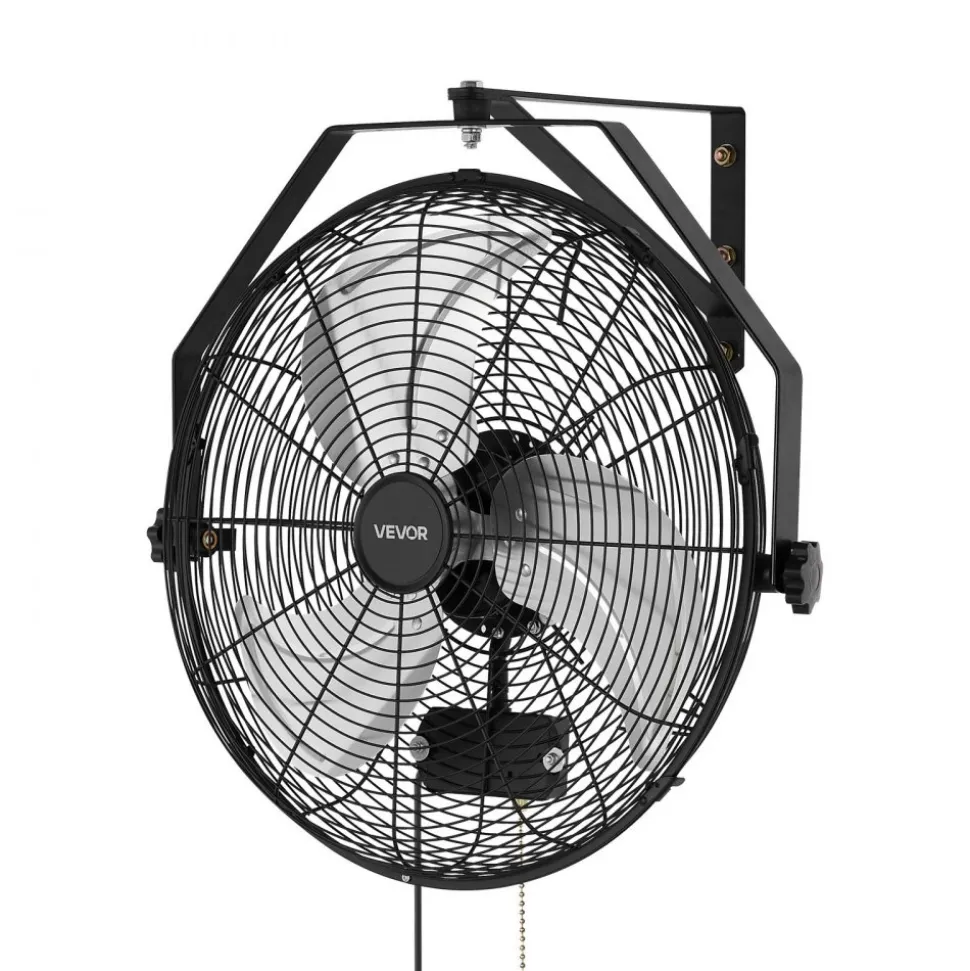 VEVOR Wall Mount Fan, 18 in Wall Mounted Hanging Fan with IP44-rated Protection, 3-Speed, Long Airflow Distance, Adjustable Rotation Angle, Powerful for Industry, Commercial, Garage, Workshop