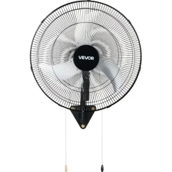 VEVOR Wall Mount Fan, 20 in Wall Mounted Hanging Fan Oscillating, 3-Speed, Long Airflow Distance, Adjustable Rotation Angle, Mechanical Powerful for Industry, Commercial, Garage, Workshop, Gym, Black