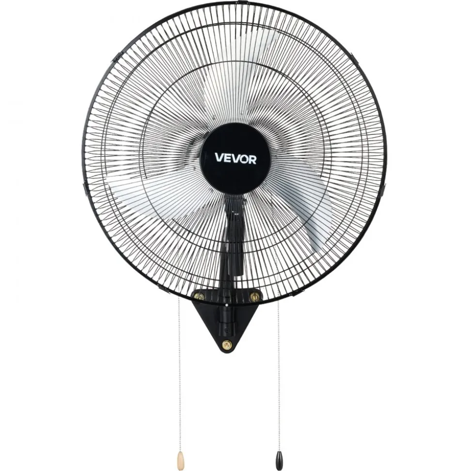 VEVOR Wall Mount Fan, 20 in Wall Mounted Hanging Fan Oscillating, 3-Speed, Long Airflow Distance, Adjustable Rotation Angle, Mechanical Powerful for Industry, Commercial, Garage, Workshop, Gym, Black