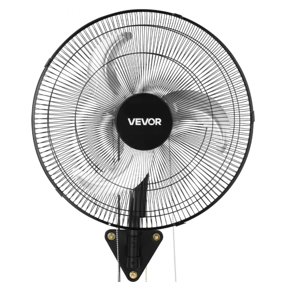 VEVOR Wall Mount Fan, 18 in Wall Mounted Hanging Fan Oscillating, 3-Speed, Long Airflow Distance, Adjustable Rotation Angle, Mechanical Powerful for Industry, Commercial, Garage, Workshop, Gym, Black