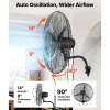 VEVOR Wall Mount Fan, 18 in Wall Mounted Hanging Fan Oscillating, 3-Speed, Long Airflow Distance, Adjustable Rotation Angle, Mechanical Powerful for Industry, Commercial, Garage, Workshop, Gym, 2 Pack