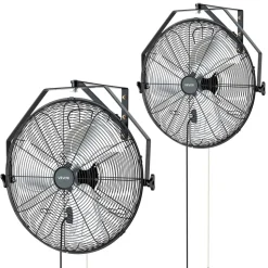VEVOR Wall Mount Fan, 20 in Wall Mounted Hanging Fan, 3-Speed, Long Airflow Distance, Adjustable Rotation Angle, Mechanical Control, Powerful for Industry, Commercial, Garage, Workshop, Gym, 2 Pack