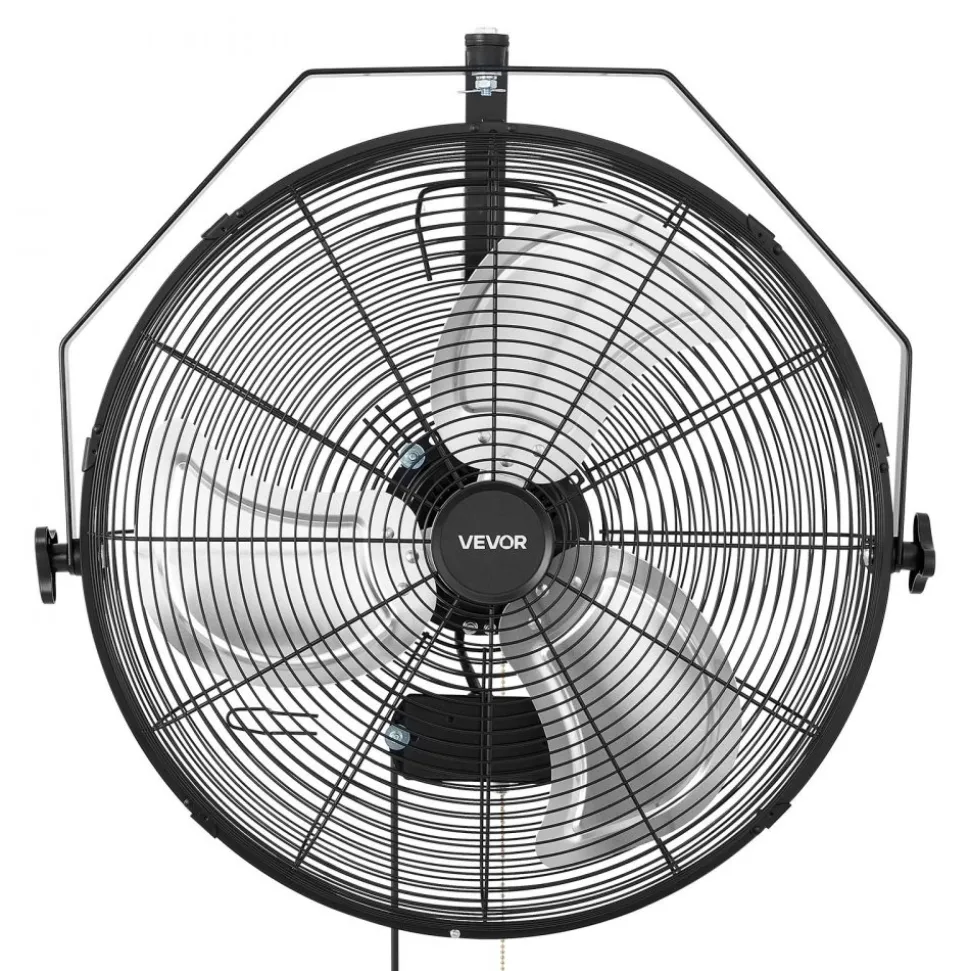 VEVOR Wall Mount Fan, 20 in Wall Mounted Hanging Fan, 3-Speed, Long Airflow Distance, Adjustable Rotation Angle, Mechanical Control, Powerful for Industry, Commercial, Garage, Workshop, Gym, 2 Pack