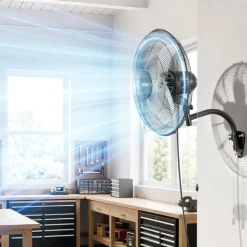 VEVOR Wall Mount Fan, 20 in Wall Mounted Hanging Fan Oscillating, 3-Speed, Long Airflow Distance, Adjustable Rotation Angle, Mechanical Powerful for Industry, Commercial, Garage, Workshop, Gym, 2 Pack