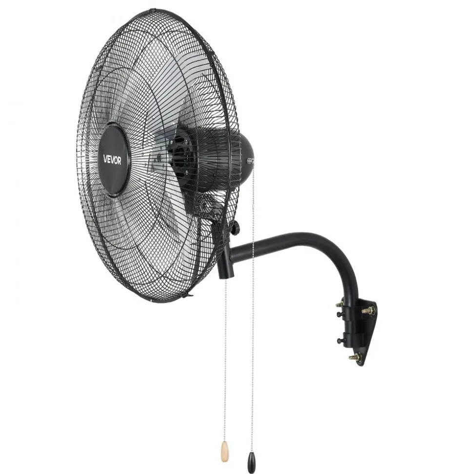 VEVOR Wall Mount Fan, 20 in Wall Mounted Hanging Fan Oscillating, 3-Speed, Long Airflow Distance, Adjustable Rotation Angle, Mechanical Powerful for Industry, Commercial, Garage, Workshop, Gym, 2 Pack