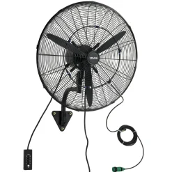 VEVOR Wall Mount Fan, 24 in Wall Mounted Hanging Fan with Oscillating & Mist, IP44-rated, 3-Speed, Powerful Air Reach, Mechanical Control, Long Airflow for Industry, Commercial, Garage, Workshop