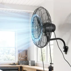 VEVOR Wall Mount Fan, 24 in Wall Mounted Hanging Fan with Oscillating & Mist, IP44-rated, 3-Speed, Powerful Air Reach, Mechanical Control, Long Airflow for Industry, Commercial, Garage, Workshop