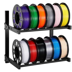 VEVOR Wall Mount Printer Filament Storage Rack, 2-Tier Wall Bracket Storage Shelf, Rolling Filament Spool Holders Racks with Wheels, Filaments Organzied for 3D Printing Studio, Workshop (Shelf Only)