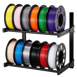 VEVOR Wall Mount Printer Filament Storage Rack, 2-Tier Wall Bracket Storage Shelf, Rolling Filament Spool Holders Racks with Wheels, Filaments Organzied for 3D Printing Studio, Workshop (Shelf Only)