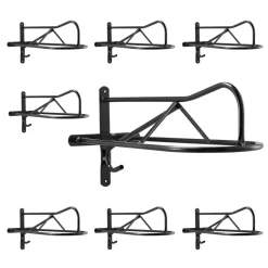 VEVOR Wall Mount Saddle Rack, 27.3 x 16.3 x 12.5 in, 8 Packs Horse Saddle Rack with Pad Bar, Portable Saddle Stand for English & Western Saddle, Horse Tack Storage for Equestrian Garden, Black