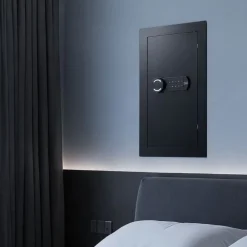 VEVOR Wall Safe, 3-Tier Hidden Wall Mounted Safe with Password & Key, Q235 Cold-Rolled Steel In-Wall Box with LED Lighting, 2 Adjustable Shelves & 5 Key Holders for Money, Jewelry, Passport, Black