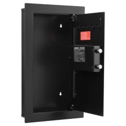 VEVOR Wall Safe, 3-Tier Hidden Wall Mounted Safe with Password & Key, Q235 Cold-Rolled Steel In-Wall Box with LED Lighting, 2 Adjustable Shelves & 5 Key Holders for Money, Jewelry, Passport, Black