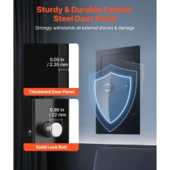 VEVOR Wall Safe, 3-Tier Hidden Wall Mounted Safe with Password & Key, Q235 Cold-Rolled Steel In-Wall Box with LED Lighting, 2 Adjustable Shelves & 5 Key Holders for Money, Jewelry, Passport, Black
