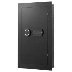 VEVOR Wall Safe, 3-Tier Hidden Wall Mounted Safe with Password & Key, Q235 Cold-Rolled Steel In-Wall Box with LED Lighting, 2 Adjustable Shelves & 5 Key Holders for Money, Jewelry, Passport, Black