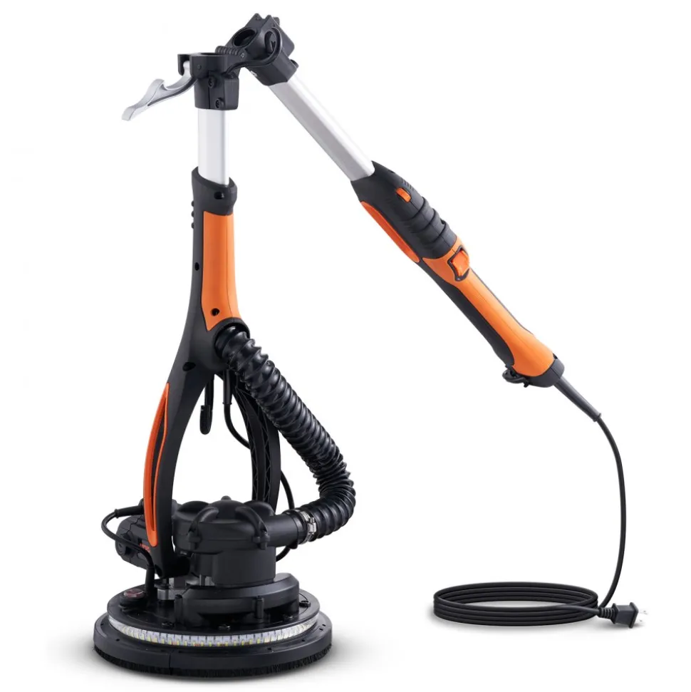 VEVOR Wall Smoother, 900W Drywall Sander, Includes 12 Sanding Pads, Adjustable Speeds from 800-1800 RPM, 3 Vacuum Tubes, Collapsible Design for Ceilings, Dual LED, Telescopic Grip & Dust Collector