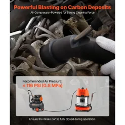 VEVOR Walnut Blaster Kit for Carbon Cleaning, 1200W Sand Blaster with Built-in Vacuum, Extension Nozzle Sandblaster Gun, and 5.5lbs Walnut Shell for Engine Intake Valve Cleaning - 13L