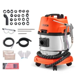 VEVOR Walnut Blaster Kit for Carbon Cleaning, 1200W Sand Blaster with Built-in Vacuum, Extension Nozzle Sandblaster Gun, and 5.5lbs Walnut Shell for Engine Intake Valve Cleaning - 13L