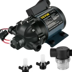 VEVOR Washdown Pump, 12V DC, 7 GPM 60 PSI, Max. 10 FT Lift Self Priming Water Pump, with EPDM Valve, Universal Salt Water Strainer & Female/Male Thread, for RV, Marine Deck, Yacht