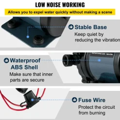 VEVOR Washdown Pump, 12V DC, 7 GPM 60 PSI, Max. 10 FT Lift Self Priming Water Pump, with EPDM Valve, Universal Salt Water Strainer & Female/Male Thread, for RV, Marine Deck, Yacht
