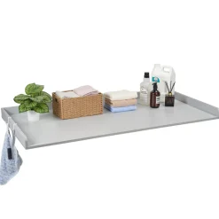 VEVOR Washer Dryer Countertop, 54 x 27.5 in Wooden Washer and Dryer Topper with Edge & 2 Hooks, Water-Resistant Laundry Machine Topper for Laundry Closet Pantry Counter Organization and Storage, Gray
